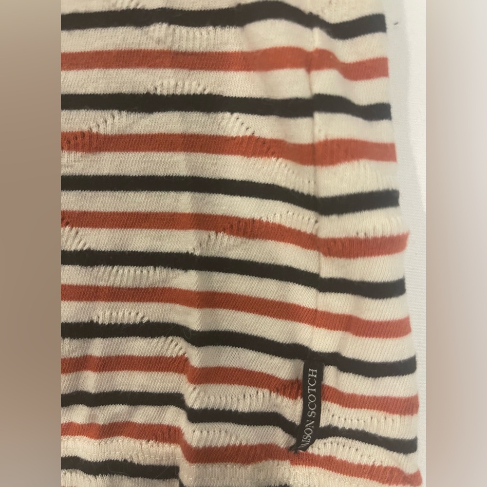 Socth & Soda Striped V-Neck Top t-shirt medium orange and black short sleeves - Picture 5 of 6